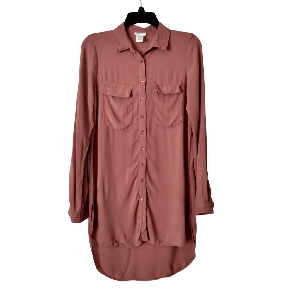 CONTEMPO CASUAL Button Down Shirt Long Sleeve Size Medium Mauve Preppy